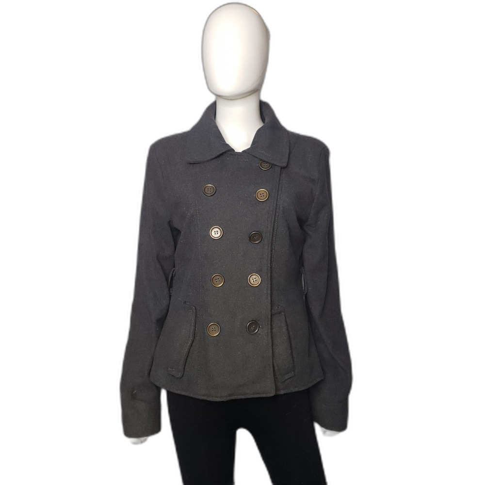 RUE 21 Gray Wool Blend Double Breasted Jacket Coat Juniors Size XL